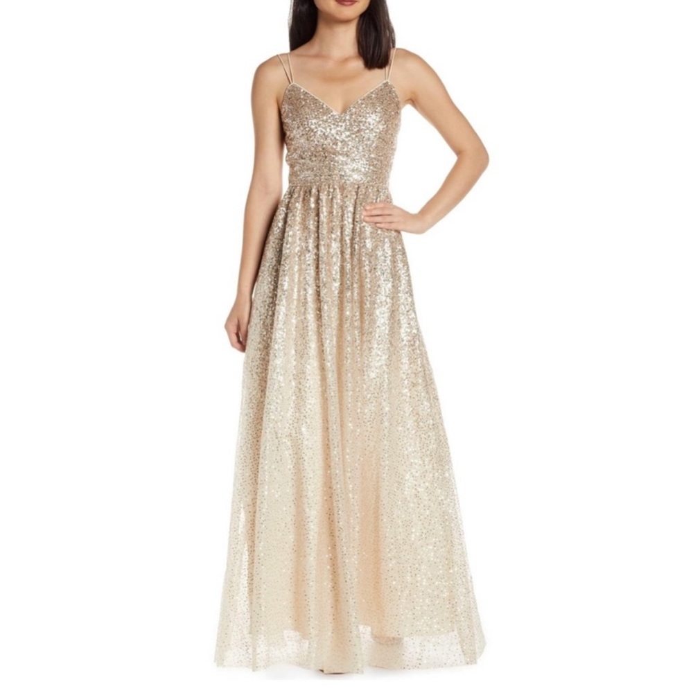 ELIZA J a-line gown sequin embellished ombré princess